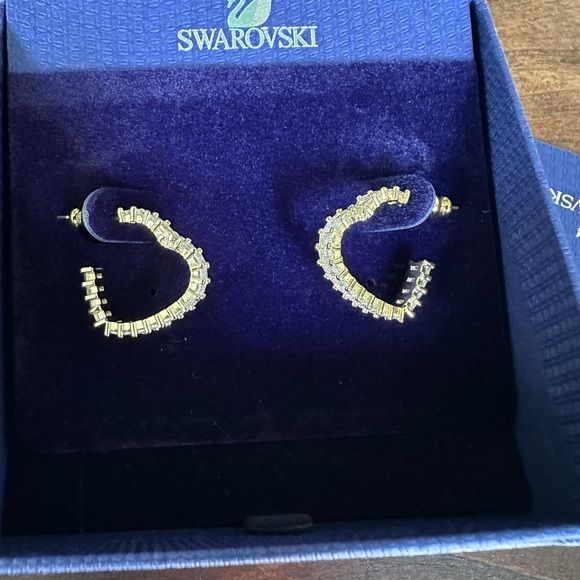 Swarovski Gold Heart Crystal Earrings - Picture 1 of 1